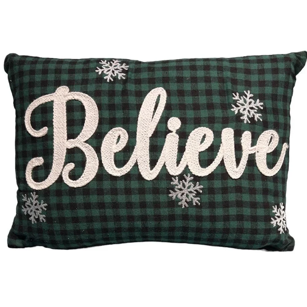Buffalo Plaid‎ Christmas Holiday Believe Lumbar Pillows